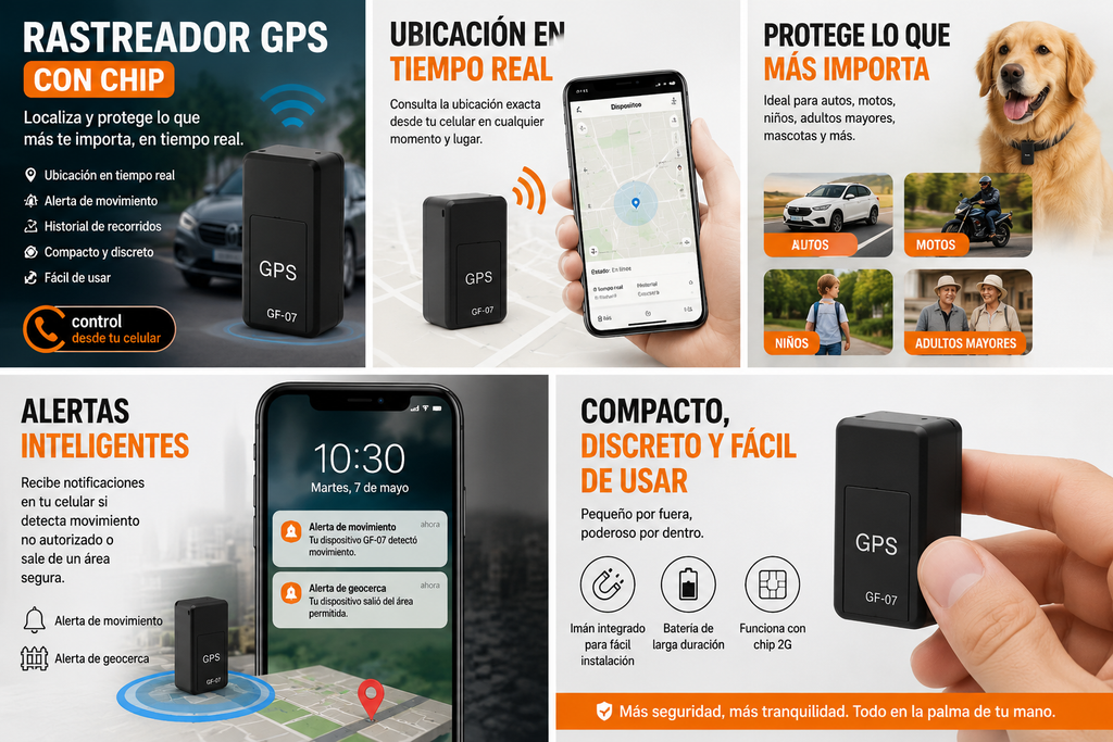 RASTREADOR GPS GF-07 CON CHIP – LOCALIZACIÓN DESDE TU CELULAR